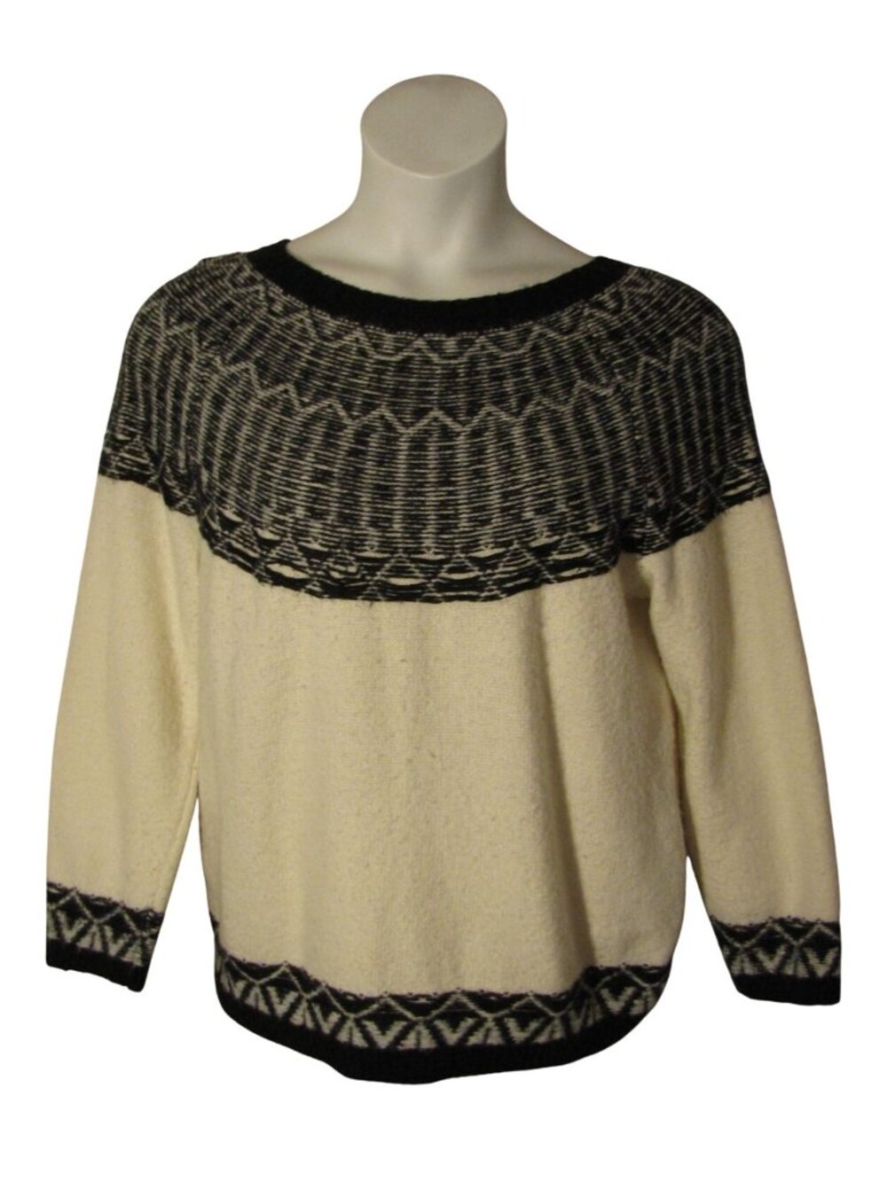 Talbots 1X Black White Cozy Sweater Wool Blend